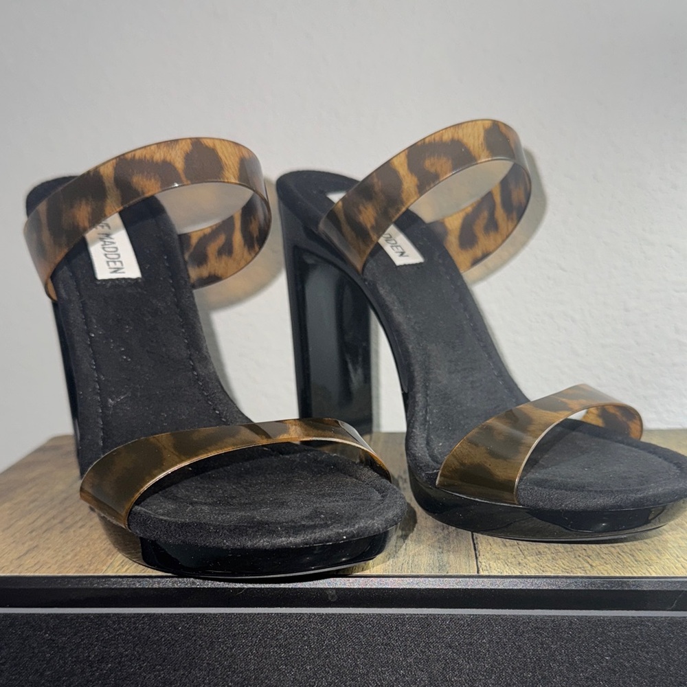 Steve Madden Black and Brown Leopard Heels